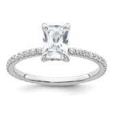 14k White Gold 1 1/3 carat Certified Lab Grown Diamond VS+ F+ Radiant Complete Solitaire with Flair Engagement Ring
