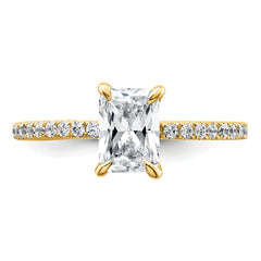 14k 1 1/3 carat Certified Lab Grown Diamond VS/SI+ G+ Radiant Complete Solitaire with Flair Engagement Ring