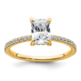 14k 1 1/3 carat Certified Lab Grown Diamond VS/SI+ G+ Radiant Complete Solitaire with Flair Engagement Ring