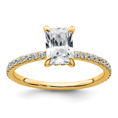14k 1 1/3 carat Certified Lab Grown Diamond VS+ F+ Radiant Complete Solitaire with Flair Engagement Ring
