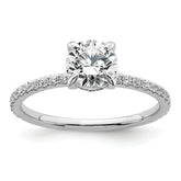 14k White Gold 1 1/3 carat Certified Lab Grown Diamond VS+ F+ Round Complete Solitaire with Flair Engagement Ring