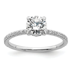 14k White Gold 1 1/3 carat Certified Lab Grown Diamond VS+ F+ Round Complete Solitaire with Flair Engagement Ring