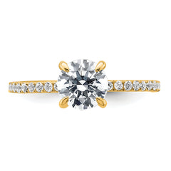 14k 1 1/3 carat Certified Lab Grown Diamond VS+ F+ Round Complete Solitaire with Flair Engagement Ring