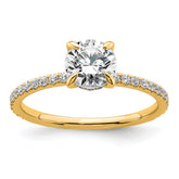 14k 1 1/3 carat Certified Lab Grown Diamond VS/SI+ G+ Round Complete Solitaire with Flair Engagement Ring