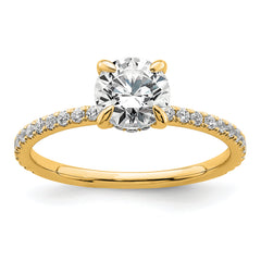 14k 1 1/3 carat Certified Lab Grown Diamond VS+ F+ Round Complete Solitaire with Flair Engagement Ring