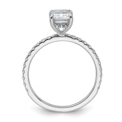 14k White Gold 2 carat Certified Lab Grown Diamond VS/SI+ G+ Emerald Complete Solitaire with Flair Engagement Ring