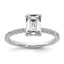 14k White Gold 2 carat Certified Lab Grown Diamond VS/SI+ G+ Emerald Complete Solitaire with Flair Engagement Ring