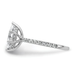 14k White Gold 2 carat Certified Lab Grown Diamond VS+ F+ Marquise Complete Solitaire with Flair Engagement Ring