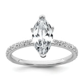 14k White Gold 2 carat Certified Lab Grown Diamond VS/SI+ G+ Marquise Complete Solitaire with Flair Engagement Ring