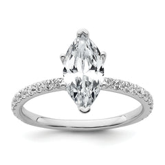 14k White Gold 2 carat Certified Lab Grown Diamond VS+ F+ Marquise Complete Solitaire with Flair Engagement Ring