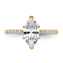 14k 2 carat Certified Lab Grown Diamond VS/SI+ G+ Marquise Complete Solitaire with Flair Engagement Ring