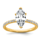 14k 2 carat Certified Lab Grown Diamond VS/SI+ G+ Marquise Complete Solitaire with Flair Engagement Ring