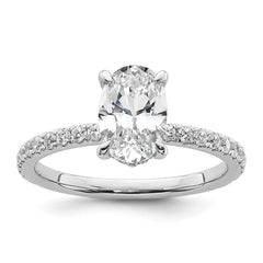 14k White Gold 1 7/8 carat Certified Lab Grown Diamond VS/SI+ G+ Oval Complete Solitaire with Flair Engagement Ring