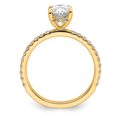 14k 1 7/8 carat Certified Lab Grown Diamond VS+ F+ Oval Complete Solitaire with Flair Engagement Ring