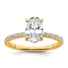 14k 1 7/8 carat Certified Lab Grown Diamond VS+ F+ Oval Complete Solitaire with Flair Engagement Ring