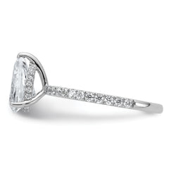 14k White Gold 2 carat Certified Lab Grown Diamond VS/SI+ G+ Pear Complete Solitaire with Flair Engagement Ring