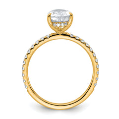14k 2 carat Certified Lab Grown Diamond VS+ F+ Pear Complete Solitaire with Flair Engagement Ring