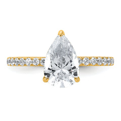 14k 2 carat Certified Lab Grown Diamond VS+ F+ Pear Complete Solitaire with Flair Engagement Ring