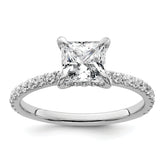 14k White Gold 2 carat Certified Lab Grown Diamond VS/SI+ G+ Princess Complete Solitaire with Flair Engagement Ring