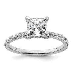 14k White Gold 2 carat Certified Lab Grown Diamond VS/SI+ G+ Princess Complete Solitaire with Flair Engagement Ring