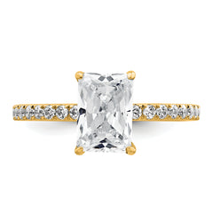 14k 2 carat Certified Lab Grown Diamond VS+ F+ Radiant Complete Solitaire with Flair Engagement Ring