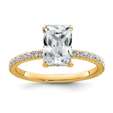 14k 2 carat Certified Lab Grown Diamond VS/SI+ G+ Radiant Complete Solitaire with Flair Engagement Ring