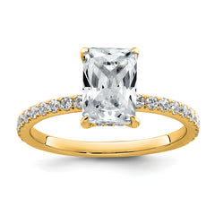14k 2 carat Certified Lab Grown Diamond VS+ F+ Radiant Complete Solitaire with Flair Engagement Ring