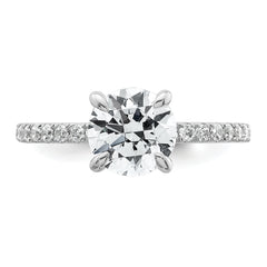 14k White Gold 2 carat Certified Lab Grown Diamond VS+ F+ Round Complete Solitaire with Flair Engagement Ring