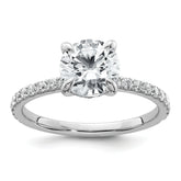 14k White Gold 2 carat Certified Lab Grown Diamond VS+ F+ Round Complete Solitaire with Flair Engagement Ring