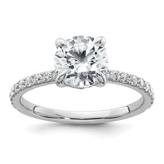 14k White Gold 2 carat Certified Lab Grown Diamond VS+ F+ Round Complete Solitaire with Flair Engagement Ring