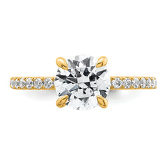 14k 2 carat Certified Lab Grown Diamond VS+ F+ Round Complete Solitaire with Flair Engagement Ring