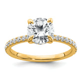 14k 2 carat Certified Lab Grown Diamond VS+ F+ Round Complete Solitaire with Flair Engagement Ring