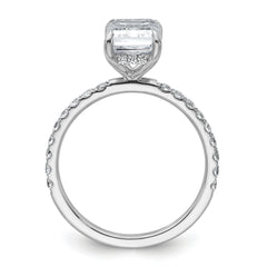 14k White Gold 2 3/8 carat Certified Lab Grown Diamond VS/SI+ G+ Emerald Complete Solitaire with Flair Engagement Ring