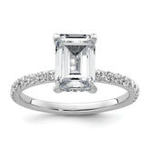 14k White Gold 2 3/8 carat Certified Lab Grown Diamond VS/SI+ G+ Emerald Complete Solitaire with Flair Engagement Ring