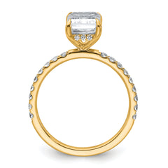 14k 2 3/8 carat Certified Lab Grown Diamond VS/SI+ G+ Emerald Complete Solitaire with Flair Engagement Ring