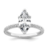 14k White Gold 2 5/8 carat Certified Lab Grown Diamond VS/SI+ G+ Marquise Complete Solitaire with Flair Engagement Ring