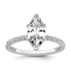 14k White Gold 2 5/8 carat Certified Lab Grown Diamond VS/SI+ G+ Marquise Complete Solitaire with Flair Engagement Ring
