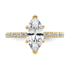 14k 2 5/8 carat Certified Lab Grown Diamond VS/SI+ G+ Marquise Complete Solitaire with Flair Engagement Ring