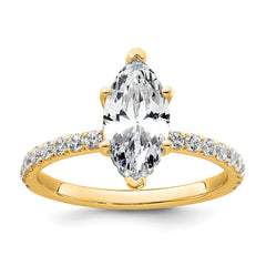 14k 2 5/8 carat Certified Lab Grown Diamond VS+ F+ Marquise Complete Solitaire with Flair Engagement Ring