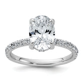 14k White Gold 2 5/8 carat Certified Lab Grown Diamond VS/SI+ G+ Oval Complete Solitaire with Flair Engagement Ring