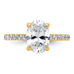 14k 2 5/8 carat Certified Lab Grown Diamond VS+ F+ Oval Complete Solitaire with Flair Engagement Ring