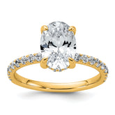 14k 2 5/8 carat Certified Lab Grown Diamond VS+ F+ Oval Complete Solitaire with Flair Engagement Ring