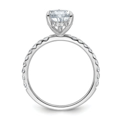 14k White Gold 2 5/8 carat Certified Lab Grown Diamond VS/SI+ G+ Pear Complete Solitaire with Flair Engagement Ring