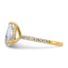 14k 2 5/8 carat Certified Lab Grown Diamond VS+ F+ Pear Complete Solitaire with Flair Engagement Ring