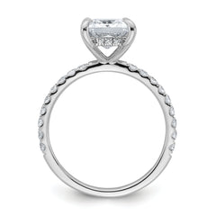 14k White Gold 2 1/2 carat Certified Lab Grown Diamond VS+ F+ Princess Complete Solitaire with Flair Engagement Ring
