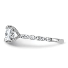 14k White Gold 2 1/2 carat Certified Lab Grown Diamond VS/SI+ G+ Princess Complete Solitaire with Flair Engagement Ring