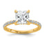 14k 2 1/2 carat Certified Lab Grown Diamond VS+ F+ Princess Complete Solitaire with Flair Engagement Ring