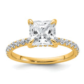 14k 2 1/2 carat Certified Lab Grown Diamond VS+ F+ Princess Complete Solitaire with Flair Engagement Ring