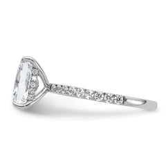 14k White Gold 2 3/8 carat Certified Lab Grown Diamond VS/SI+ G+ Radiant Complete Solitaire with Flair Engagement Ring