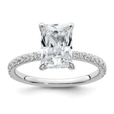 14k White Gold 2 3/8 carat Certified Lab Grown Diamond VS/SI+ G+ Radiant Complete Solitaire with Flair Engagement Ring